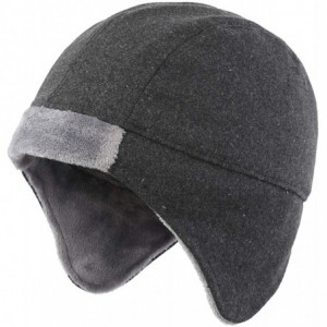 Skullies & Beanies Mens Fleece Lined Thermal Skull Cap Beanie with Ear Covers Winter Hat - Grey - CT18IMZQXHC $24.88