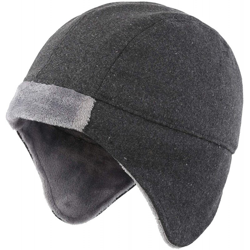 Skullies & Beanies Mens Fleece Lined Thermal Skull Cap Beanie with Ear Covers Winter Hat - Grey - CT18IMZQXHC $14.09