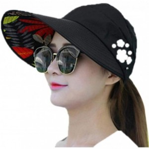Sun Hats Women Fashion Print Breathable Fastening Tape Sunscreen Sun Cap Sun Hat Sun Hats - Black - C618TA3ZKSE $9.27