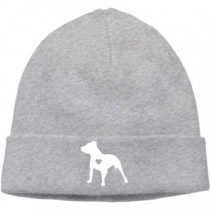 Skullies & Beanies Casual Knitting Hat for Unisex- Love Pitbull Ski Cap - Ash - C318K639X39 $24.02
