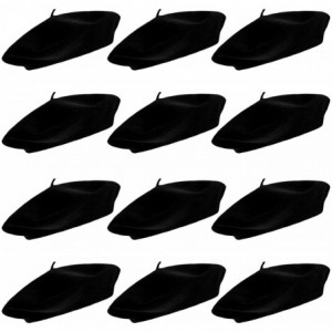 Berets Wool Berets for Adults - French Beret - Artist Hat - Pack - Black 12 Pack - CH126IV9P2Z $61.43