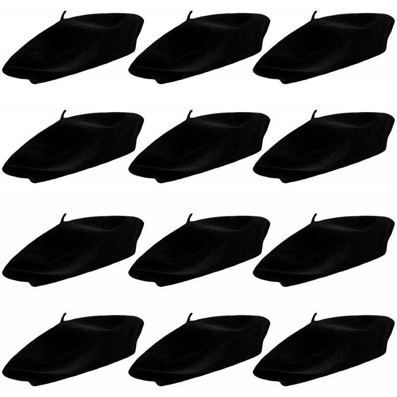 Berets Wool Berets for Adults - French Beret - Artist Hat - Pack - Black 12 Pack - CH126IV9P2Z $38.71