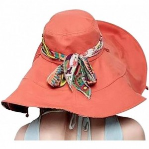 Sun Hats Women Print Two-Side Big Brim Straw Hat Sun Floppy Wide Brim Hats Beach Cap - Orange - CW18NS307YU $19.25