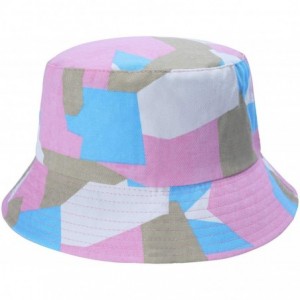 Bucket Hats Women Fashion Cotton Packable Travel Bucket Hat Sun Hat Fishmen Cap - Geometric Pink - CF190479D7O $36.71