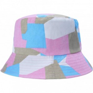 Bucket Hats Women Fashion Cotton Packable Travel Bucket Hat Sun Hat Fishmen Cap - Geometric Pink - CF190479D7O $20.92