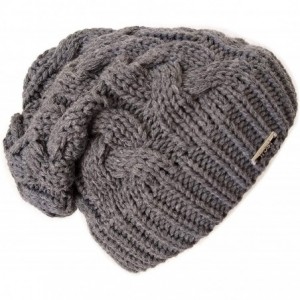 Skullies & Beanies Warm Winter Beanie for Women Chunky Cable Knit Hat M179 - Charcoal - CE11BYZGDJ9 $20.85