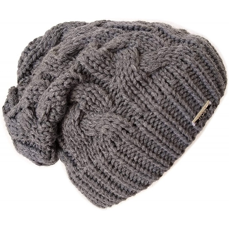 Skullies & Beanies Warm Winter Beanie for Women Chunky Cable Knit Hat M179 - Charcoal - CE11BYZGDJ9 $34.61