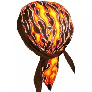 Skullies & Beanies Skull Cap Biker Caps Headwraps Doo Rags - Hot Rod Flames w/Black Band - CN12ELHMMSR $29.01