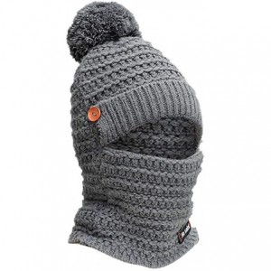 Skullies & Beanies Adult Women Men Winter Earmuffs Knit Slouchy Beanie Hat Scarf Hairball Warm Cap Ski Caps - Gray - CZ18AWUA...