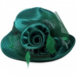 Sun Hats Womens Tea Party Church Baptism Kentucky Derby Dressy Hat - Dark Green - CO17WY60I05 $20.09