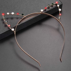 Headbands Rainbow Multicolor Gemstone Gay Pride Cat Ear Headband - Gold Red Black - C418KRO098C $8.47