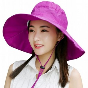 Sun Hats Summer Beach Hat Wide Brim for Women Foldable UPF 50+ - Rose Red - C217WZ082N4 $9.65