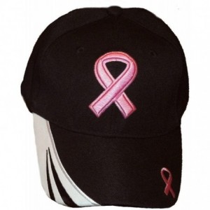 Baseball Caps Set of 4 Breast Cancer Awareness Pink Ribbon Baseball Caps Hats/Pink on Black - CG11PUVWOZ5 $20.75