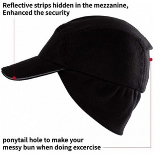 Baseball Caps Womens Winter Fleece Ponytail Cap with Drop Down Ear Warmer Messy Bun Baseball hat - 2pcs Black+blue - CZ18AHHX...