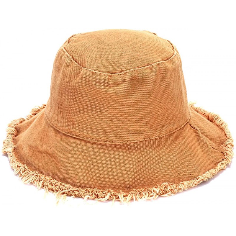 Sun Hats Sun Hats for Women Summer Casual Wide Brim Cotton Bucket Hat Beach Vacation Travel Accessories - Khaki - CS18RLC9S3S...