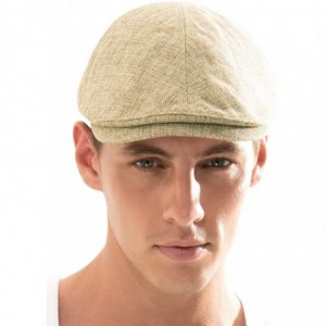 Newsboy Caps Linen-Like Flat Cap Cabbie Hat Gatsby Ivy Irish Stretch Newsboy - Beige - CP11DFOW4K9 $57.53