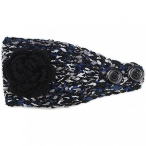 Headbands Elegant Camellia Flower Cable Knit Winter Turban Ear Warmer Headband - Black - CQ189R783TU $8.84