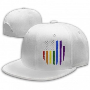 Baseball Caps Gay LGBT Pride Rainbow Flag Snapback Flat Baseball Cap Men Adjustable - White - CM196XMCHGT $24.08