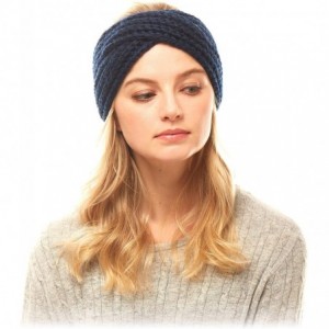 Cold Weather Headbands Women's Winter Knitted Headband Ear Warmer Head Wrap (Flower/Twisted/Checkered) - Navy - CD18HD4E80I $...
