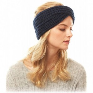Cold Weather Headbands Women's Winter Knitted Headband Ear Warmer Head Wrap (Flower/Twisted/Checkered) - Navy - CD18HD4E80I $...