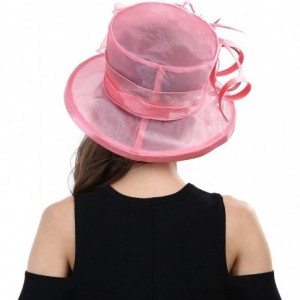 Sun Hats Women Kentucky Derby Horse Race Fascinator Church Fancy Party Top Hat S043 - Pink - CM17YTUUYOA $28.67
