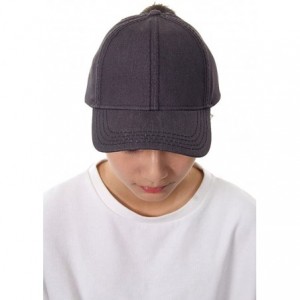 Baseball Caps Solid Color Messy High Buns Ponycap Ponytail Baseball Adjustable Cap Hat - Gray - CY183MSNLWN $10.48