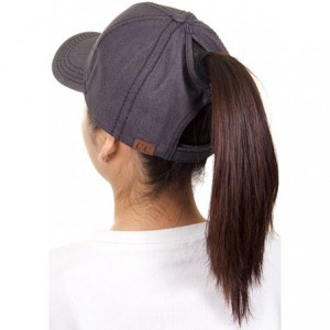 Baseball Caps Solid Color Messy High Buns Ponycap Ponytail Baseball Adjustable Cap Hat - Gray - CY183MSNLWN $10.48