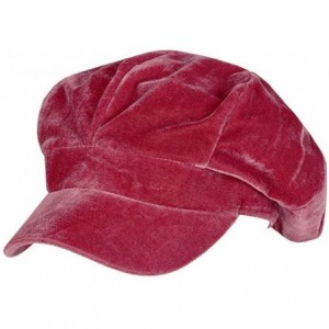 Newsboy Caps Women Newsboy Hat Velvet Visor Beret Cap 8 Panel - Velour Pink - CN1888RQM6K $32.72