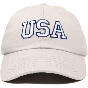Baseball Caps USA Baseball Cap Flag Hat Team US America Navy Red White Blue Gray Khaki Black - Beige - CV18D67U4XG $23.22