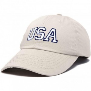 Baseball Caps USA Baseball Cap Flag Hat Team US America Navy Red White Blue Gray Khaki Black - Beige - CV18D67U4XG $13.08