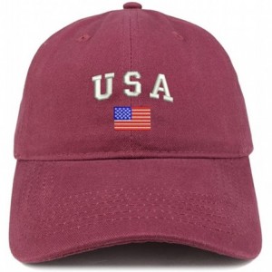 Baseball Caps American Flag and USA Embroidered Dad Hat Patriotic Cap - Maroon - CY185HS3TZA $17.46