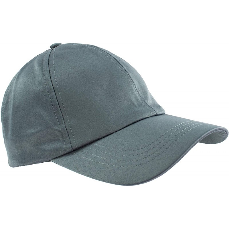 Baseball Caps Cute Hip-Hop Fashion Trucker Hat- Shiny Satin Solid Baseball Cap- Adjustable Strap - Grey - CR18K0K49OE $12.07