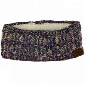 Cold Weather Headbands Winter Fuzzy Fleece Lined Thick Knitted Headband Headwrap Earwarmer - Quad Purple - CB18LSCWMWC $26.33