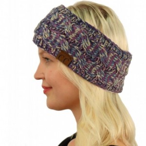 Cold Weather Headbands Winter Fuzzy Fleece Lined Thick Knitted Headband Headwrap Earwarmer - Quad Purple - CB18LSCWMWC $14.79