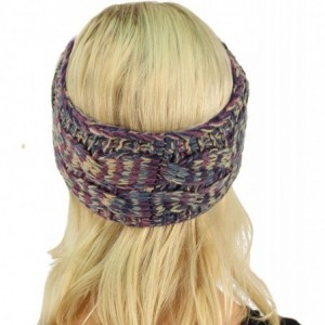 Cold Weather Headbands Winter Fuzzy Fleece Lined Thick Knitted Headband Headwrap Earwarmer - Quad Purple - CB18LSCWMWC $14.79