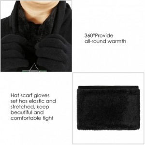 Skullies & Beanies Winter Hat Warm Beanie Hat Knit Gloves Winter Scarf Soft Thick Slouchy Knitted Hat Men Gloves Set - C-blac...