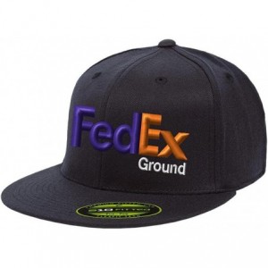 Baseball Caps Custom Embroidered FedEx Ground Purple Orange Hat Yupoong Flexfit Classic Fitted Baseball Cap - Black - CG180D9...