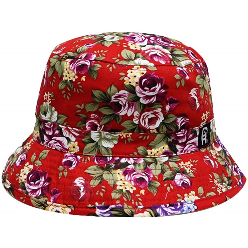 Bucket Hats Rose Garden Bucket Hats - Red - CN11V9YJ40P $11.51