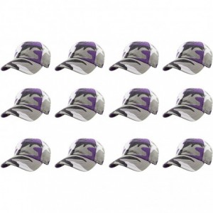 Baseball Caps Baseball Caps 100% Cotton Plain Blank Adjustable Size Wholesale LOT 12 Pack - Purple Camo - CS18I9QXY7N $60.24