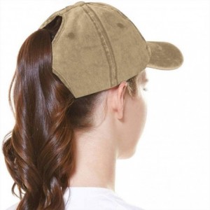 Baseball Caps Unisex Camping Hair Don't Care Vintage Adjustable Baseball Cap Denim Dad Hat - Ponytail Natural - CC18SQ64G69 $...