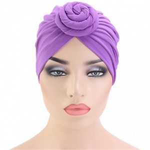 Skullies & Beanies Womens Big Flower Turban Beanie Elegant Cap Head Wrap Stretch Long Hair Scarf Headscarf - 441-yellow - CE1...