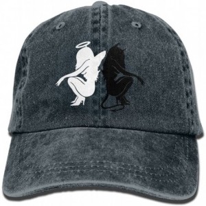 Cowboy Hats Angel and Devil Sitting Decal Trend Printing Cowboy Hat Fashion Baseball Cap for Men and Women Black - Navy - C31...