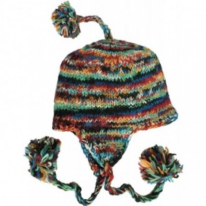 Skullies & Beanies Wool Winter Chullo Beanie Fleece Lined Toque Cap Ear Flaps Sherpa Peruvian Hat - V-33 - C5192LO9EZ7 $33.87