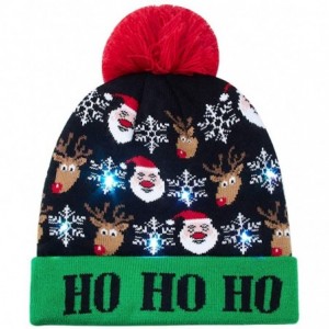 Skullies & Beanies Unisex LED Light-up Ugly Christmas Hat Beanies Knitted Xmas Party Cap with 6 Colorful Lights - Xmas-3 - CW...
