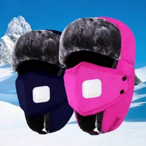 Skullies & Beanies New Winter Trapper Hat Ushanka Russian Style Cap with Ear Flap Chin Strap and Windproof Mask - Pink - CP18...