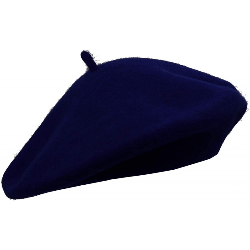 Berets Wool French Beret Hat for Women - Dark Blue - CG18NGQA6YS $12.48