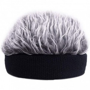 Sun Hats Flair Hair Sun Visor Cap with Fake Hair Wig Baseball Cap Hat - Grey Black - CS1966GX66R $34.58