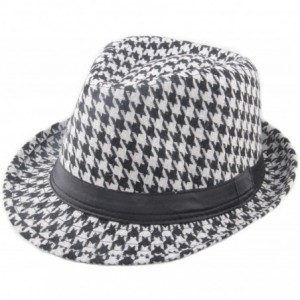 Fedoras Men's Plaid Wool Fedoras Jazz Trilby Hats - Grey - CW11VJTNN61 $15.28