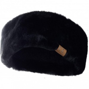Cold Weather Headbands Women's Soft Faux Fur Feel Sherpa Lined Ear Warmer Headband Headwrap - Black - C118IT3SX4T $26.91