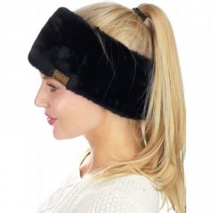 Cold Weather Headbands Women's Soft Faux Fur Feel Sherpa Lined Ear Warmer Headband Headwrap - Black - C118IT3SX4T $10.25